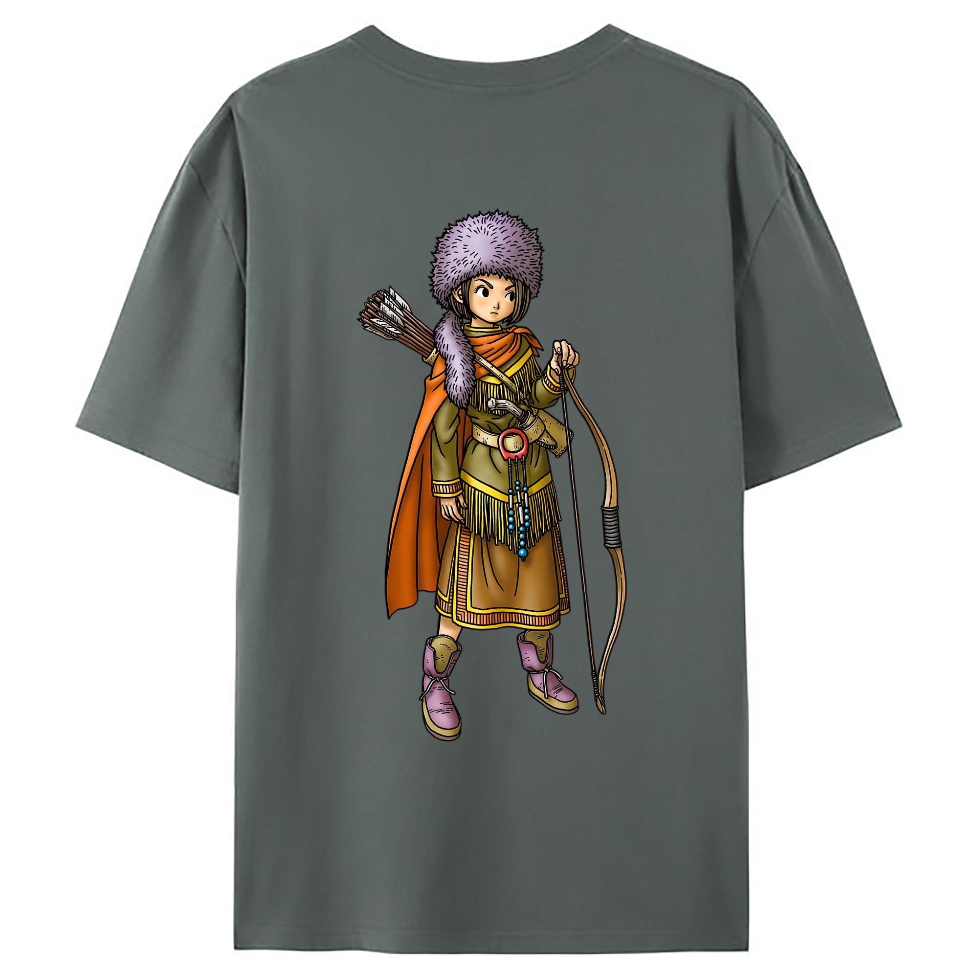 （画像用） ドラゴンクエスト Doragon Kuesuto Dragon Quest 綿100％ メンズ半袖Tシャツ（バックプリント） 通気性